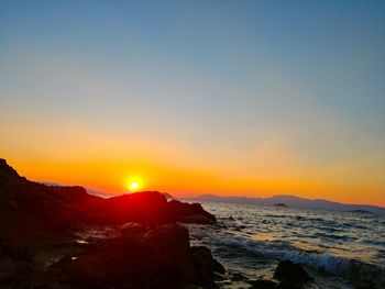 Scenic view of sea against sky during sunset