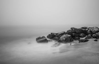 Scenic view of sea against clear sky