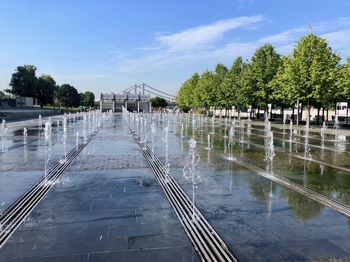 Bridge over river against sky