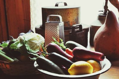 Close-up of food on table