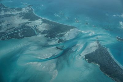 Aerial view of snow covered landscape