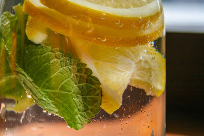 Close-up of beer in glass