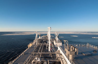 Panoramic view of sea against clear sky