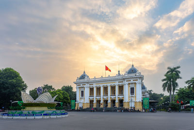 View of historical building against sky during sunset