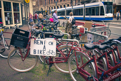 Bicycles on street in city