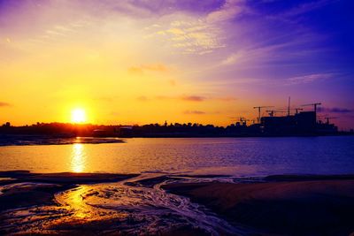 Scenic view of sea at sunset