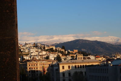 High angle view of townscape against sky