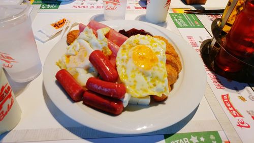 Close-up of served food in plate