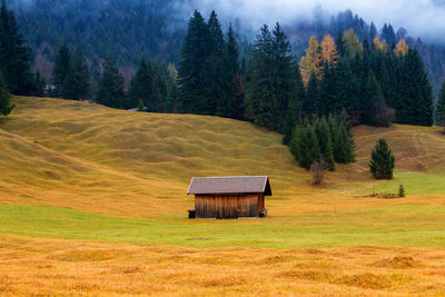 Old wooden huts in alps, bavaria germany