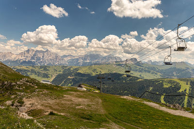 Dolomiti alps in alta badia landscape amd peaks view, trentino alto adige region of italy