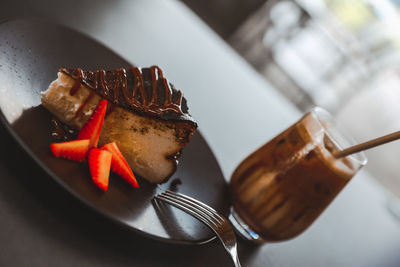 Close-up of food in plate on table