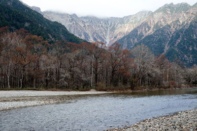 Scenic view of lake by mountains