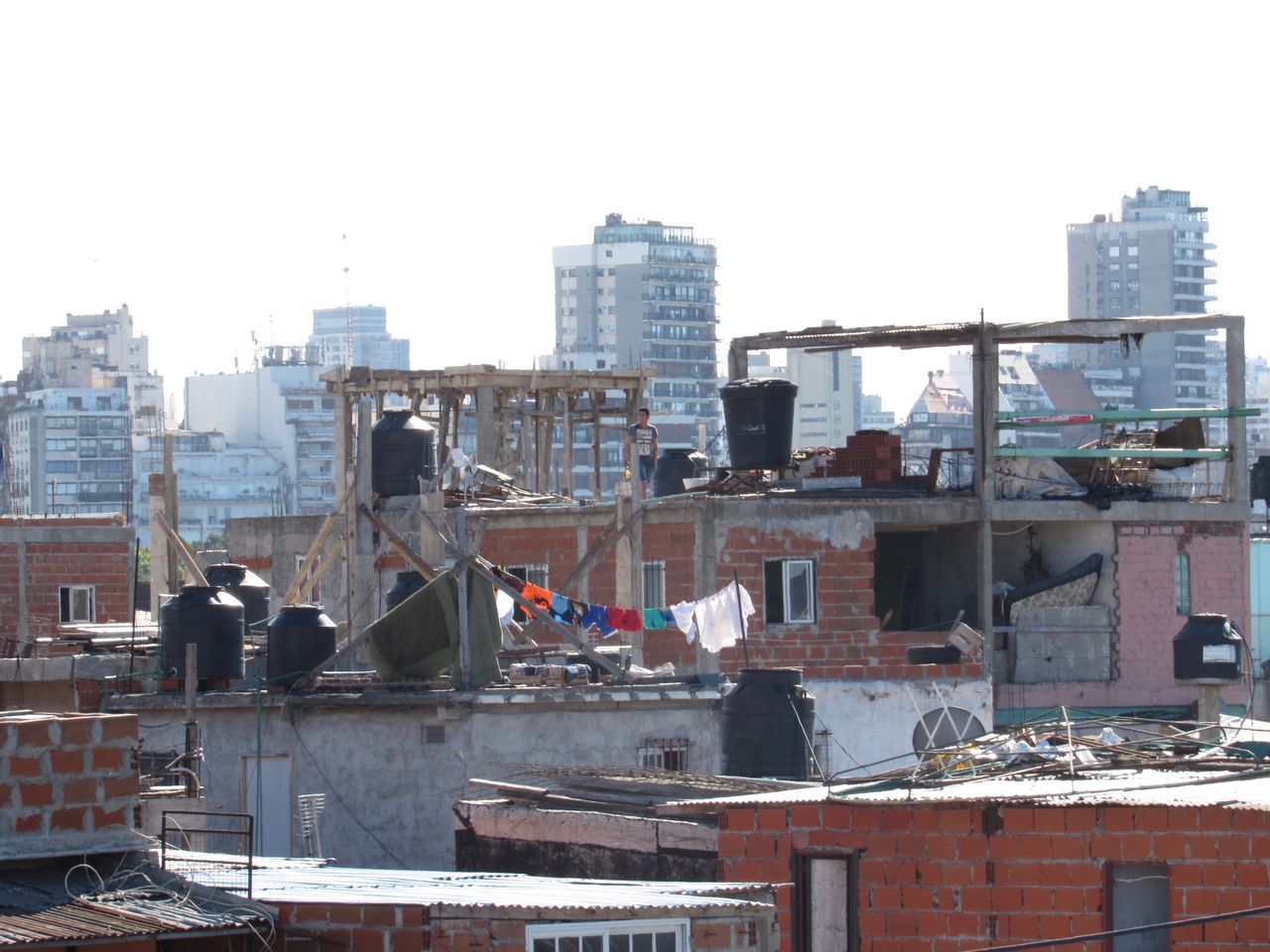 BUILDINGS AGAINST CLEAR SKY