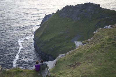 Scenic view of rock formation in sea