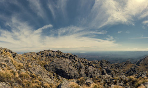 Scenic view of rocky mountains against sky