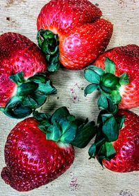 Close-up of strawberries on table
