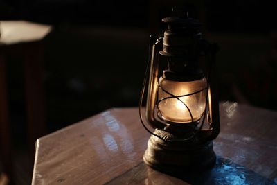 Vintage oil lamp on table