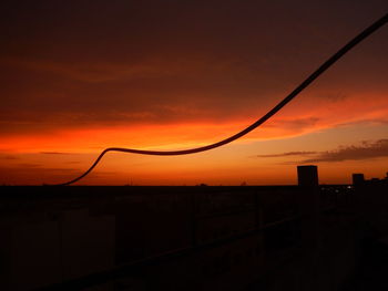 Fence against sky during sunset