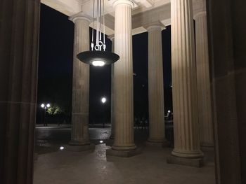 Illuminated columns at night