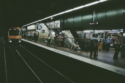 Railroad tracks at night