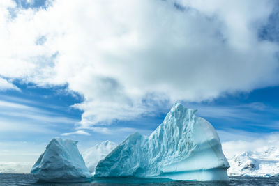 Scenic view of frozen sea against sky