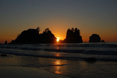 Scenic view of sea at sunset