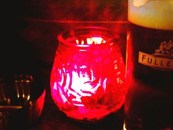 Close-up of candles on table