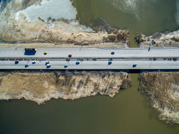 Aerial view of traffic on road