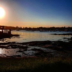 Scenic view of sea at sunset