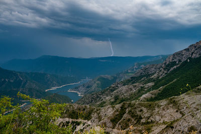 Scenic view of mountains against sky