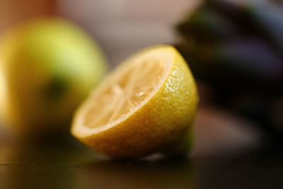 Close-up of lemon on table