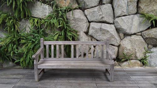 Empty bench in park