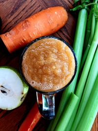 High angle view of breakfast on table