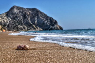 Scenic view of sea against clear sky