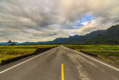 The road of king kong avenue in taitung, taiwan seems to lead to the deep mountains