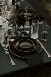 Close-up of place setting for dinner party