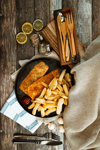 High angle view of food on table