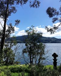 Scenic view of lake against sky