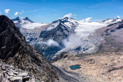 Panoramic view of the adamello glaciers