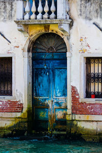 Closed door of old building