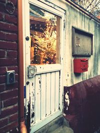 Closed door of old house