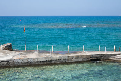 Scenic view of sea against clear sky