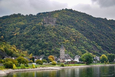 Mountain by river rhine