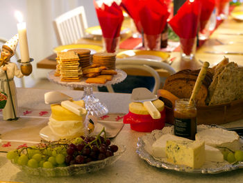 Close-up of fruits in plate on table