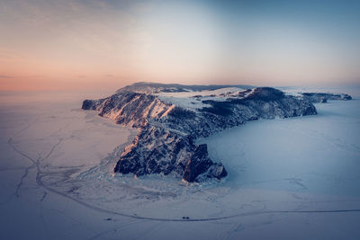 Baikal sunset from aerial view