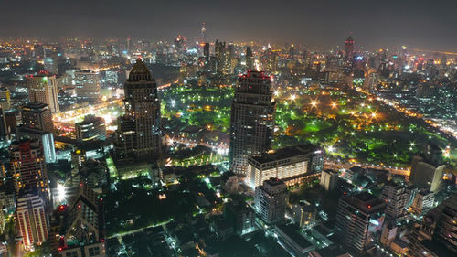 Illuminated cityscape at night