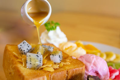 Close-up of food on table