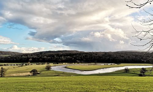 Scenic view of the river severn meandering 