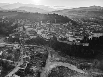 Aerial view of the medieval village of pergola