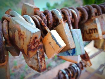 Close-up of rusty padlock